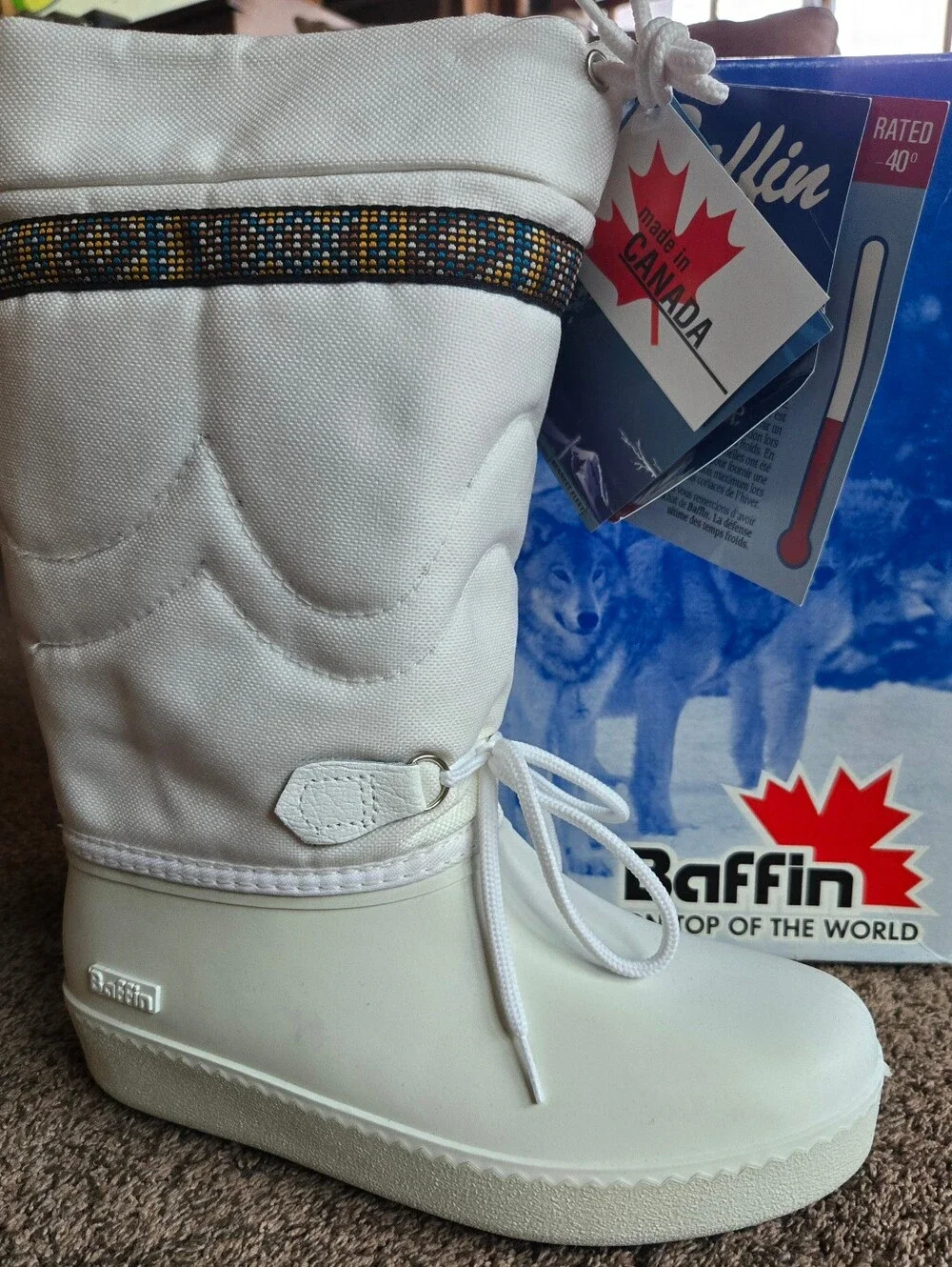Baffin White Women's Insulated Lace-Up Winter Boots